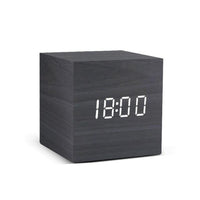 Wood-Effect LED Cube Alarm Clock