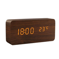 Wood-Effect LED Cube Alarm Clock
