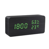 Wood-Effect LED Cube Alarm Clock