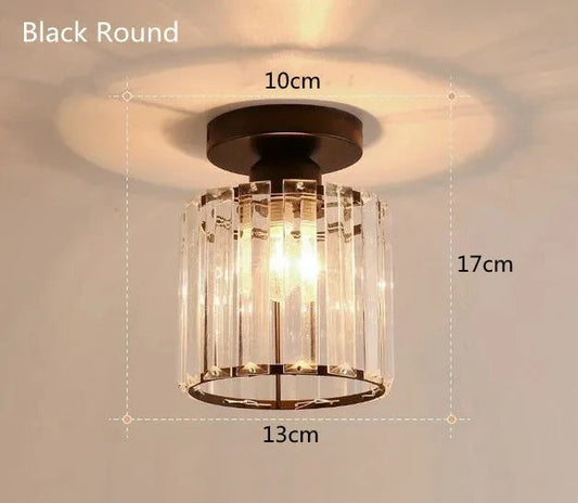 Crystal and Metal Corridor Ceiling Light