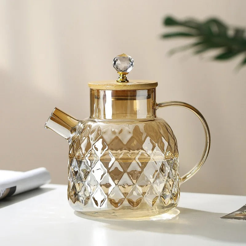 Glass and Wood Teapot