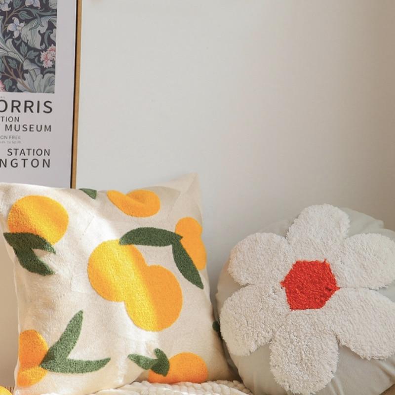 Orange Embroidered Cushion Cover