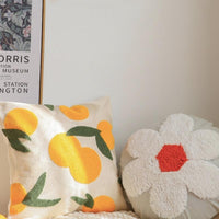 Orange Embroidered Cushion Cover