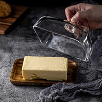 Wood and Glass Butter Dish 18cm