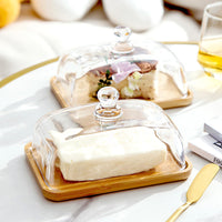 Wood and Glass Butter Dish 18cm
