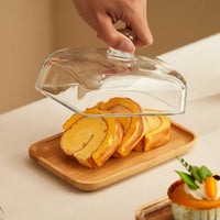 Wood and Glass Butter Dish 18cm